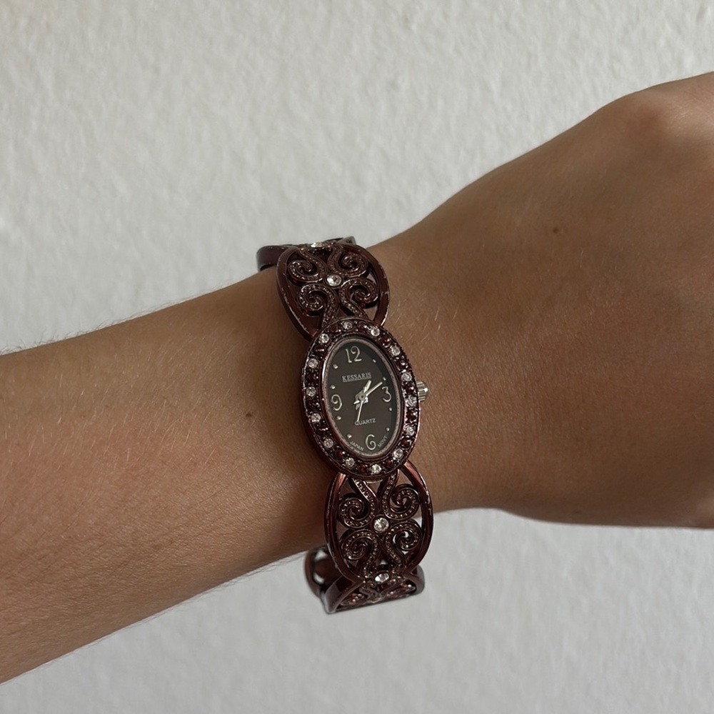 Kessaris Brown Watch with Ornate Design